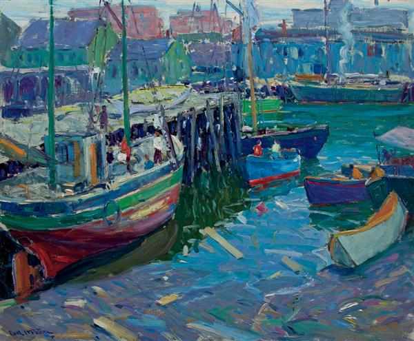 Appraisal: CARL WILLIAM PETERS American - ''At the Pier'' oil on