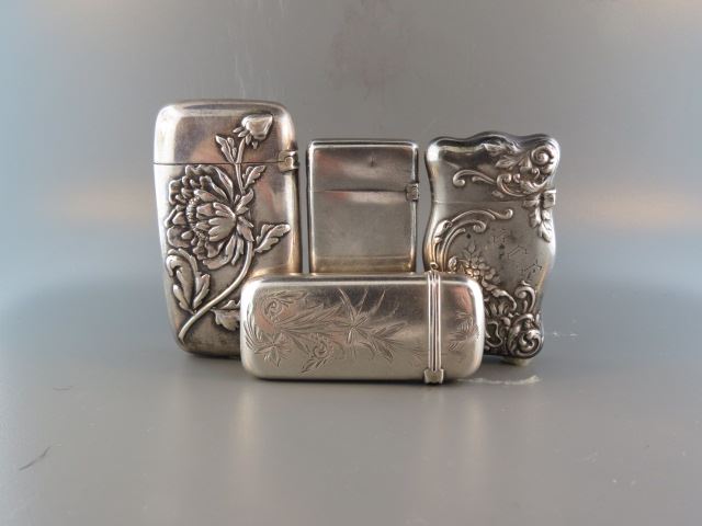 Appraisal: Sterling Silver Match Safes by R Wallace includes poppy engraved