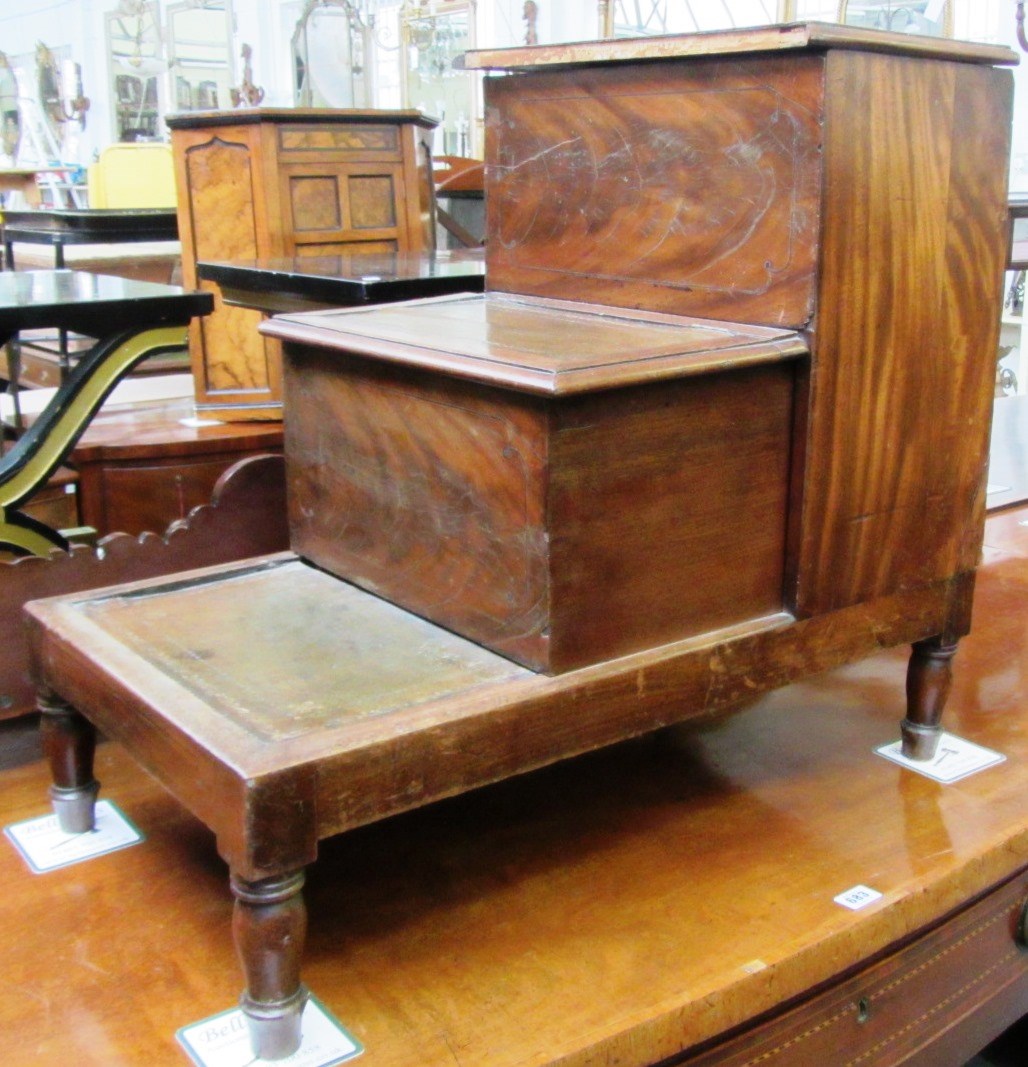 Appraisal: A George III mahogany triple step commode on turned feet