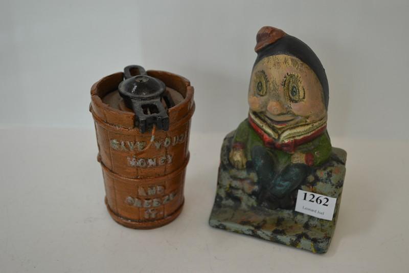 Appraisal: HUMPTY DUMPTY MONEY BANK AND BARREL MONEY BANK