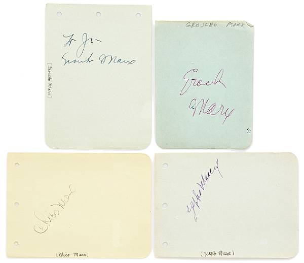 Appraisal: A Marx Brothers set of signatures s Penned in various