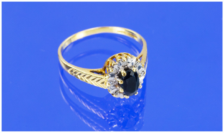 Appraisal: Solid Carat Yellow Gold Ring set with a central sapphire