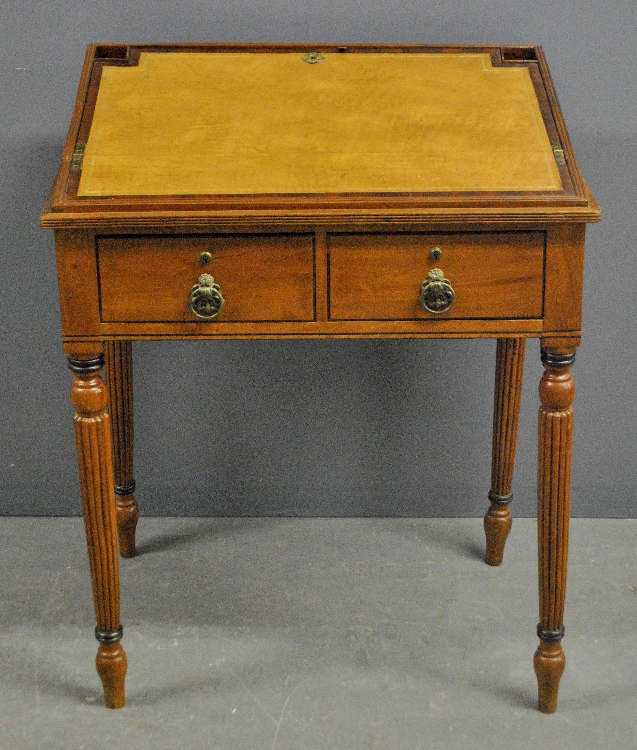 Appraisal: - Sheraton Regency mahogany slant-lid desk with leather top two