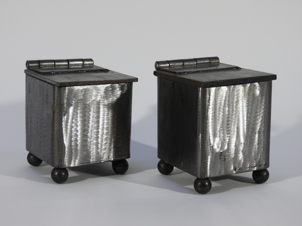 Appraisal: ROBERT KOCH BRUSHED STEEL CANISTERS New York New Jersey ContemporaryRectangular