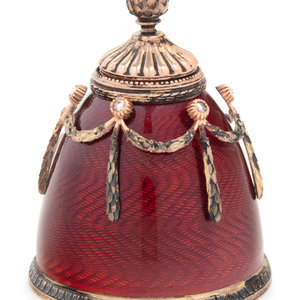 Appraisal: A Russian Silver Diamond and Guilloch Enamel Perfume Bottle Attributed