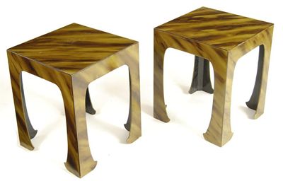 Appraisal: A pair of painted square top tables cm in high