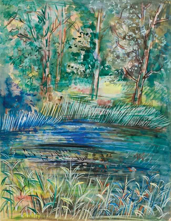 Appraisal: JEAN DUFY French - ''Paysage'' watercolor and gouache on board