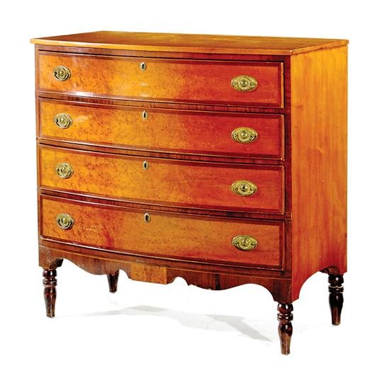 Appraisal: American Federal cherry and maple bowfront chest of drawers New