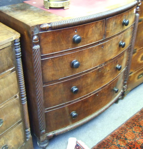 Appraisal: An early th century mahogany bow front chest with two