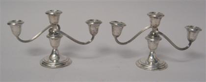 Appraisal: Pair of Gorham sterling silver three light candelabra th century