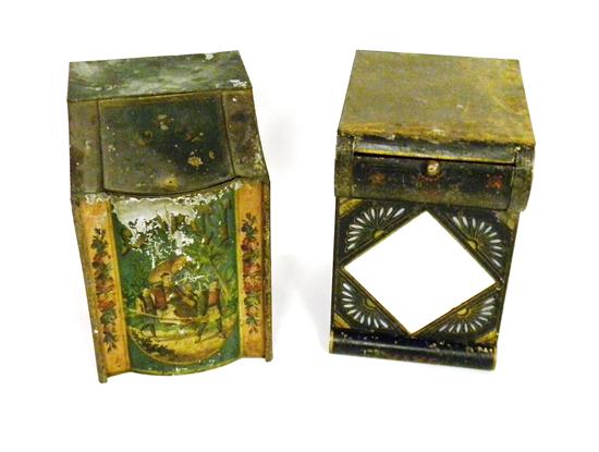 Appraisal: Tole decorated storage boxes one with Chinoiserie decoration the other