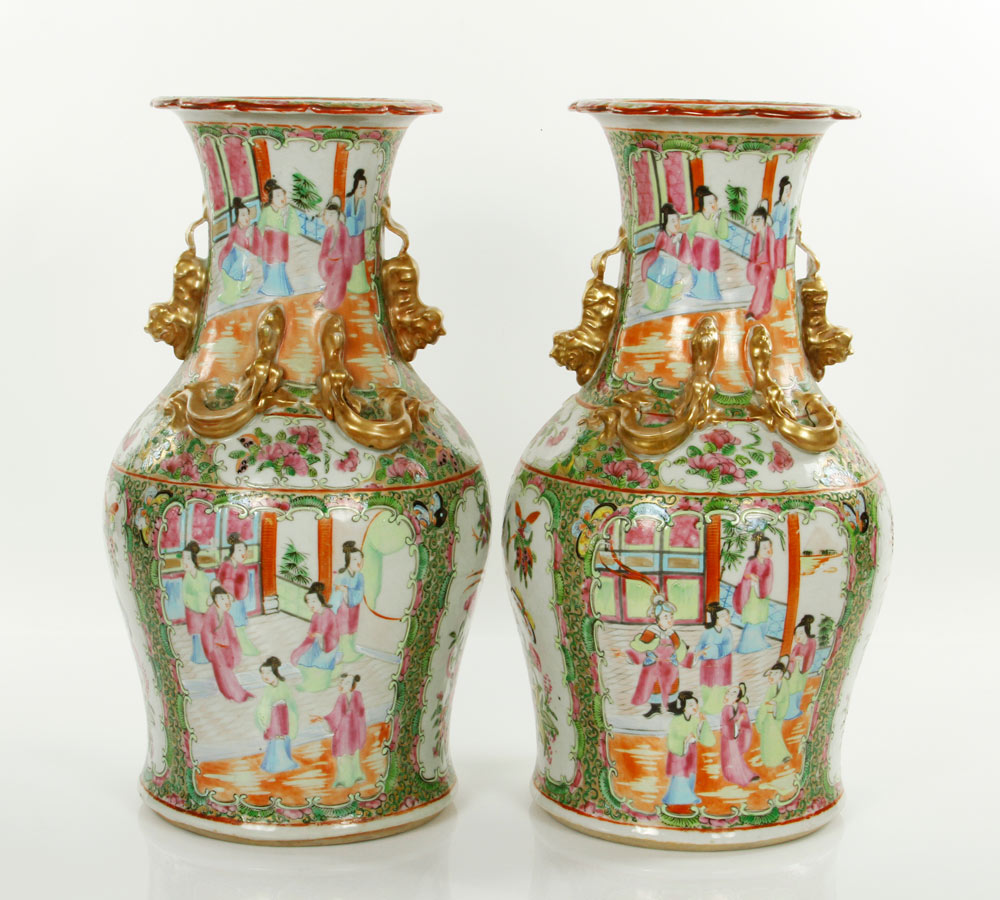 Appraisal: - Chinese Urns Pair of rose medallion urns China th