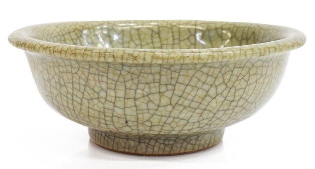 Appraisal: Chinese porcelain low bowl in a pale celadon crackle glaze