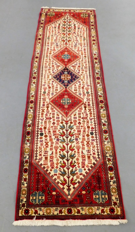 Appraisal: PERSIAN GEOMETRIC RUNNER Middle East th CenturyThree central diamonds over