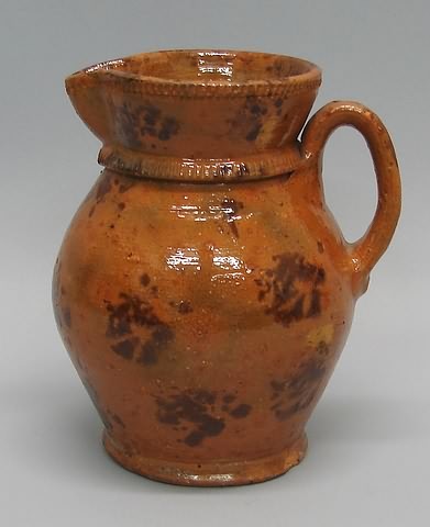 Appraisal: Montgomery County pa redware pitcher sponge maganese decoration in brown