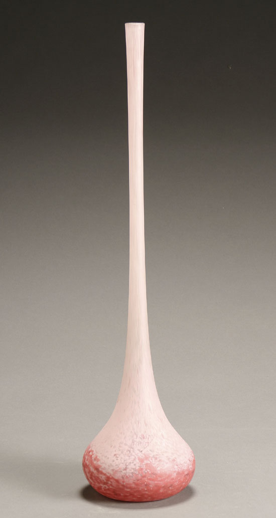 Appraisal: Daum Mottled Glass Stick Vase Circa Having a shaded pink