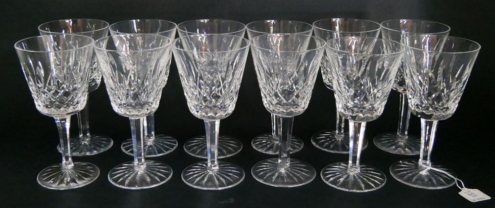 Appraisal: WATERFORD LISMORE CLARET WINE GLASSES A set of Waterford Irish