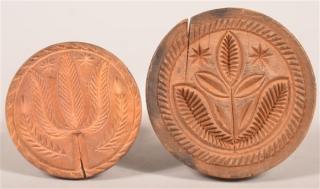 Appraisal: Two Pennsylvania th Century Carved Maple Butter Prints Floral and