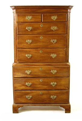 Appraisal: A George III mahogany chest on chest with pine sides