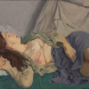 Appraisal: Raphael Soyer Amerian - Repose in Blue Skirt Oil on