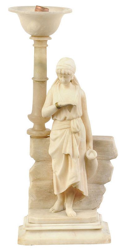 Appraisal: Italian Figural Alabaster Lamp early th century figure of a