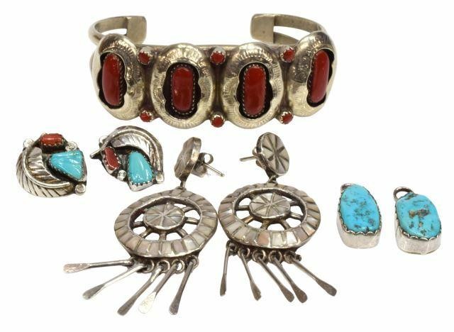 Appraisal: lot Southwest silver content unknown jewelry group pair clip earrings