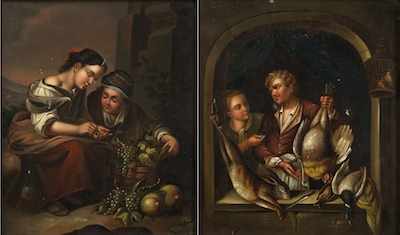 Appraisal: A Pair of Paintings on Tin After Murillo Unsigned paintings