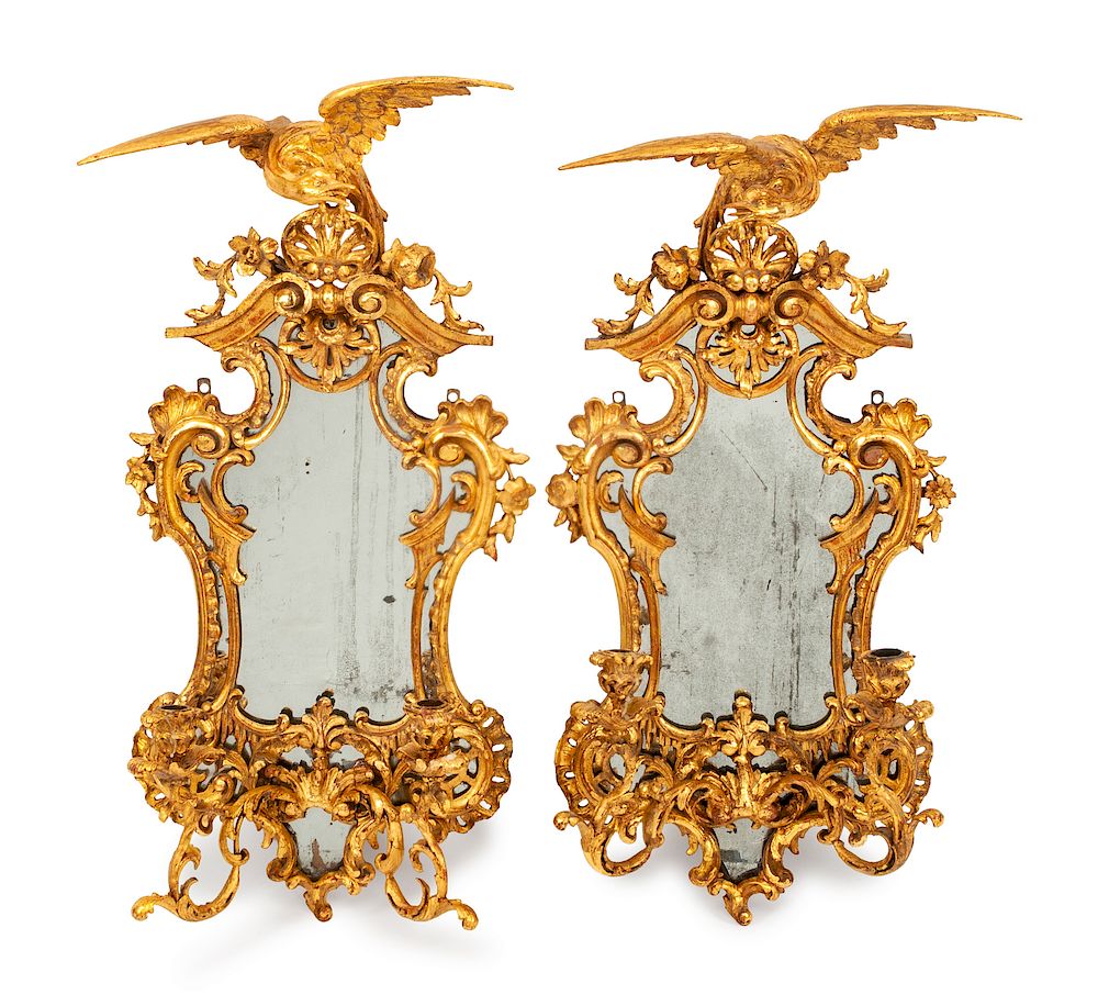 Appraisal: A Pair of George III Style Giltwood Girandole Mirrors A