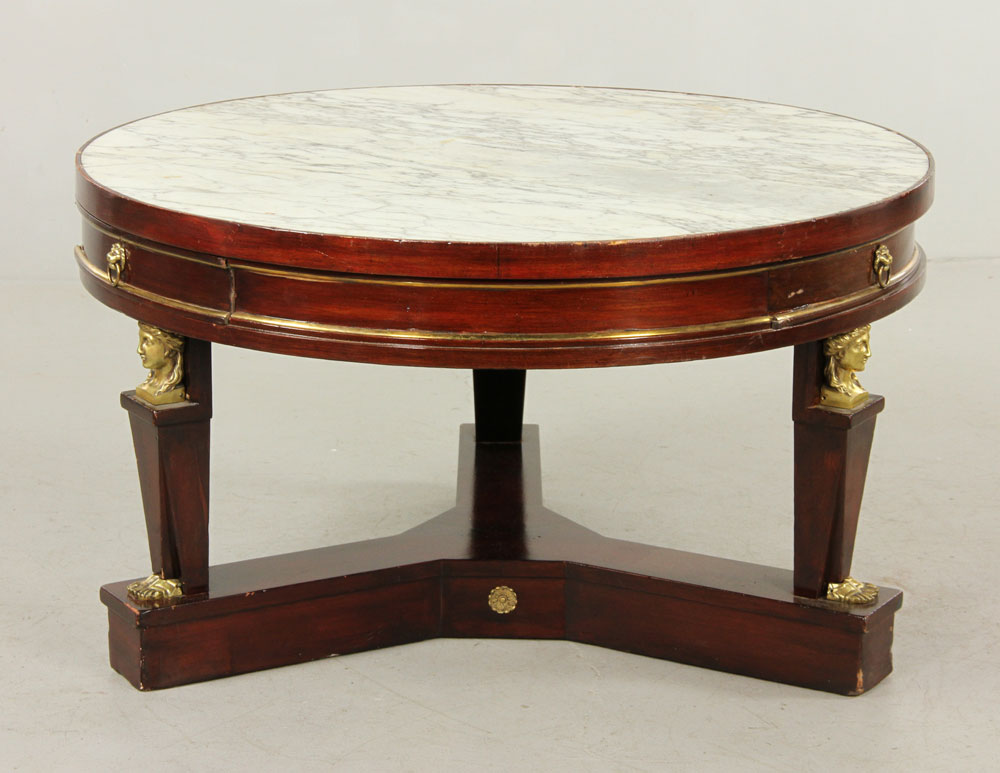 Appraisal: - French Empire Style Center Table French Empire Style bronze