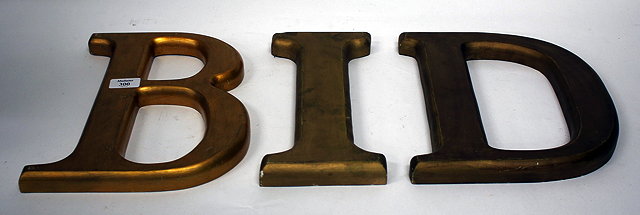 Appraisal: A COLLECTION OF TEN LARGE SIZED ALPHABET WOODEN LETTERS each