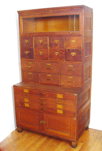 Appraisal: AMERICAN ARCHITECTS CABINET LIBRARY BUREAU SOLE MAKERS Oak part modular