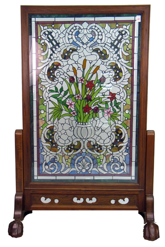 Appraisal: CUSTOM VICTORIAN STYLE STAINED JEWELED LEADED AND BEVELED GLASS PANEL