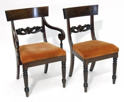 Appraisal: A SET OF FIVE LATE GEORGIAN MAHOGANY DINING CHAIRS including