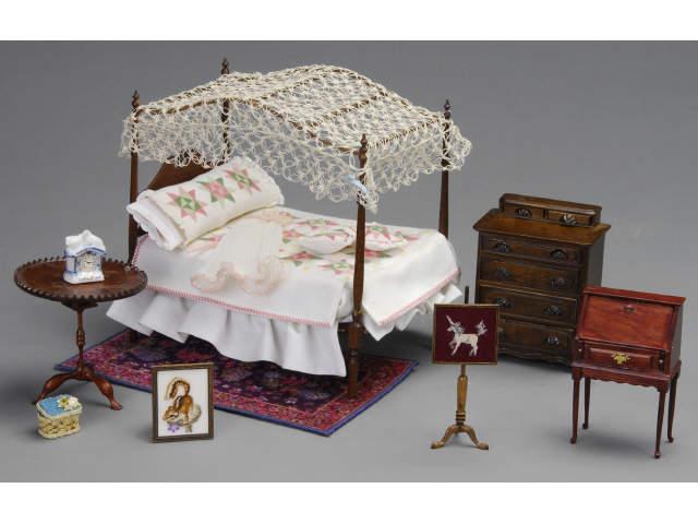 Appraisal: Artisan Canopy Bed and Accessories MN A mahogany canopy bed