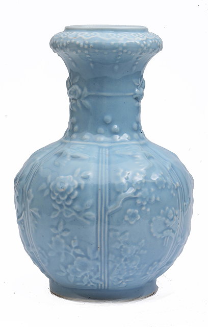 Appraisal: A Chinese clair de lune baluster vase th th Centurywith