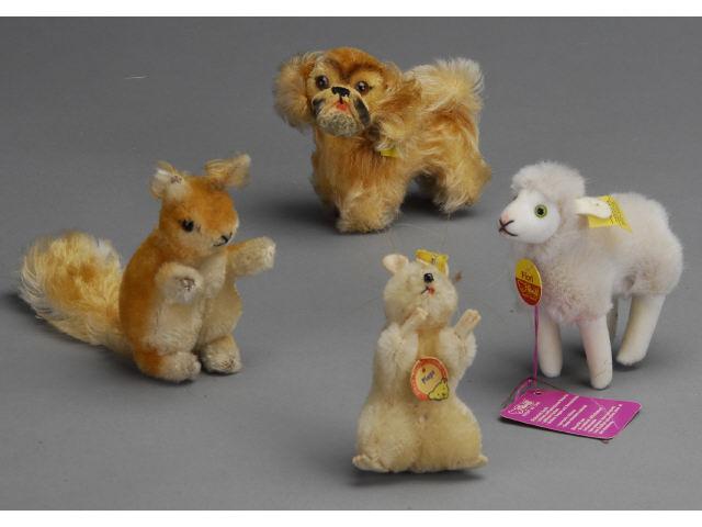 Appraisal: Lot Four Miniature Steiff Animals Germany mid- th century three