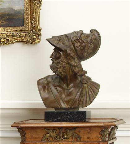 Appraisal: Continental bronze bust of Ajaxafter The antique