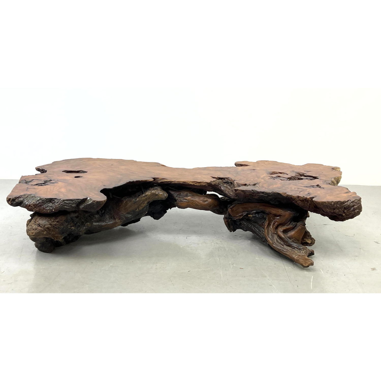 Appraisal: Natural Wood Burl Live Edge Coffee Table Richly grained wood