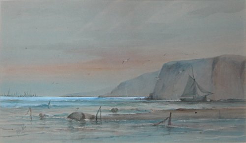 Appraisal: Artist Thorkin possibly Title Two Coastal Scenes Medium watercolor on