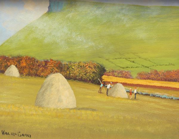 Appraisal: VAL MCGANN IRISH AMERICAN - x Haystacks Oil on masonite