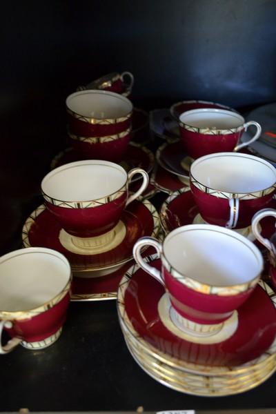 Appraisal: PART SHELF INCL AYNSLEY TRIOS AND DEMITASSE CUPS AND SAUCERS