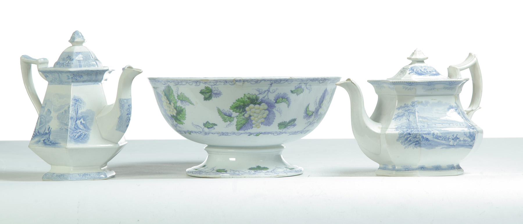 Appraisal: THREE PIECES OF TRANSFER CHINA England mid th century Two