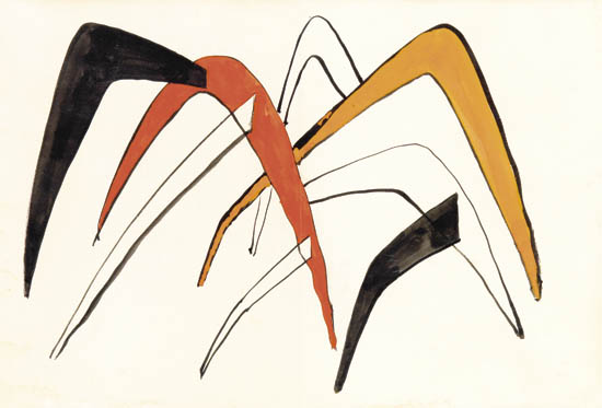 Appraisal: ALEXANDER CALDER Untitled Tamanoir Gouache and pencil on cream wove