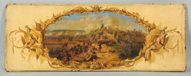 Appraisal: Oil on Board French Battle Scene Crazing and minor wood