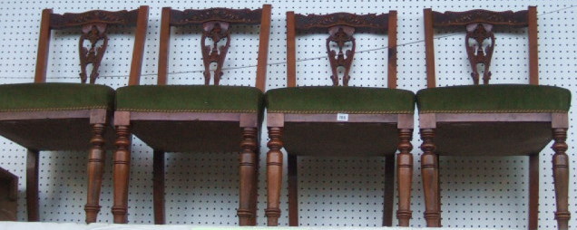 Appraisal: A set of four late th century walnut framed dining