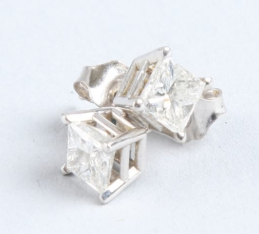 Appraisal: KW gold and diamond earrings stamped K Contains princess cut