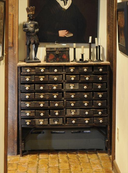 Appraisal: PAINTED PINE APOTHECARY CHEST Fitted with forty-two small drawers with