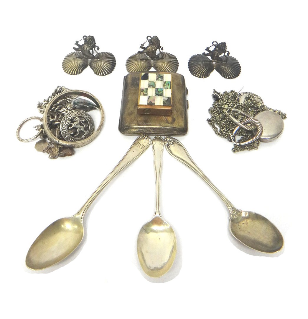 Appraisal: Silver and other jewellery comprising two charm bracelets four rings