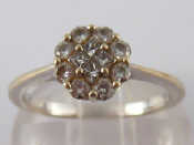 Appraisal: A white metal tests carat gold diamond cluster ring accompanied