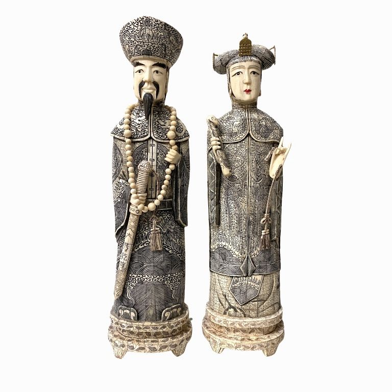 Appraisal: Chinese Bone Sculptures Chinese Bone Sculptures Measures inches high x